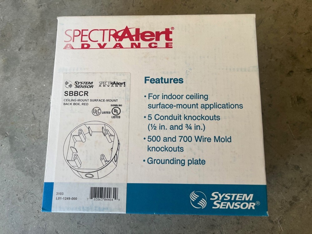 System Sensor SBBCR Ceiling mount back box red