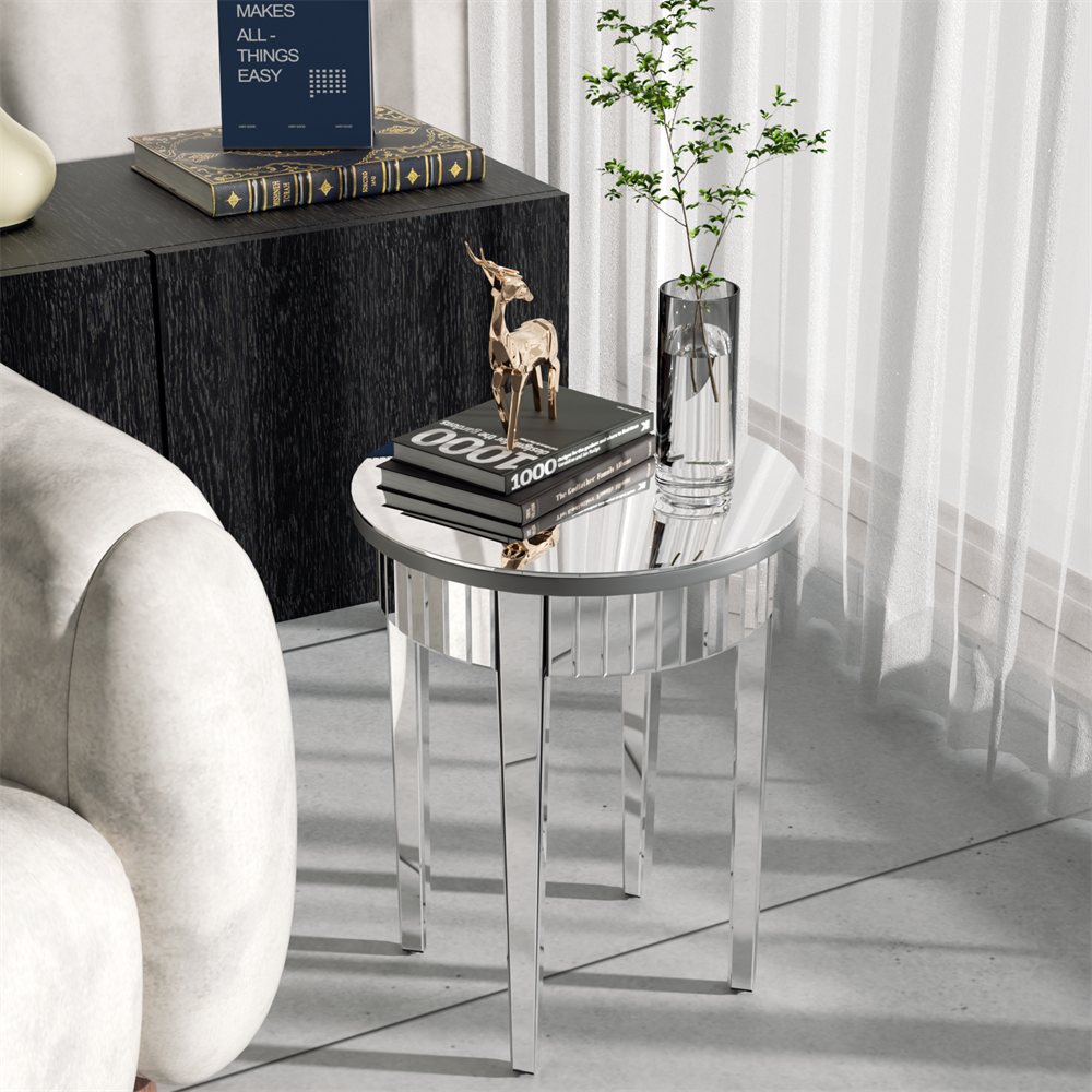 Drawer Mirrored Nightstand Side End Table Bedside Table for Bedroom Living Room