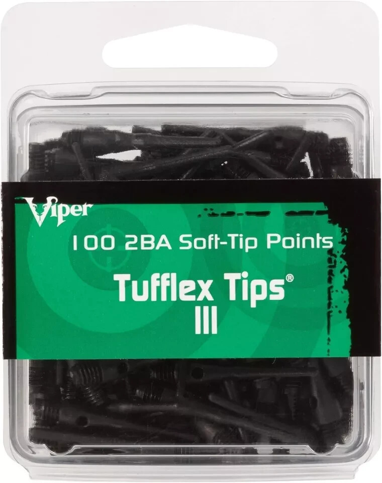 Viper Dart Accessory: Tufflex III 2BA Thread Soft Tip Dart Points, Black