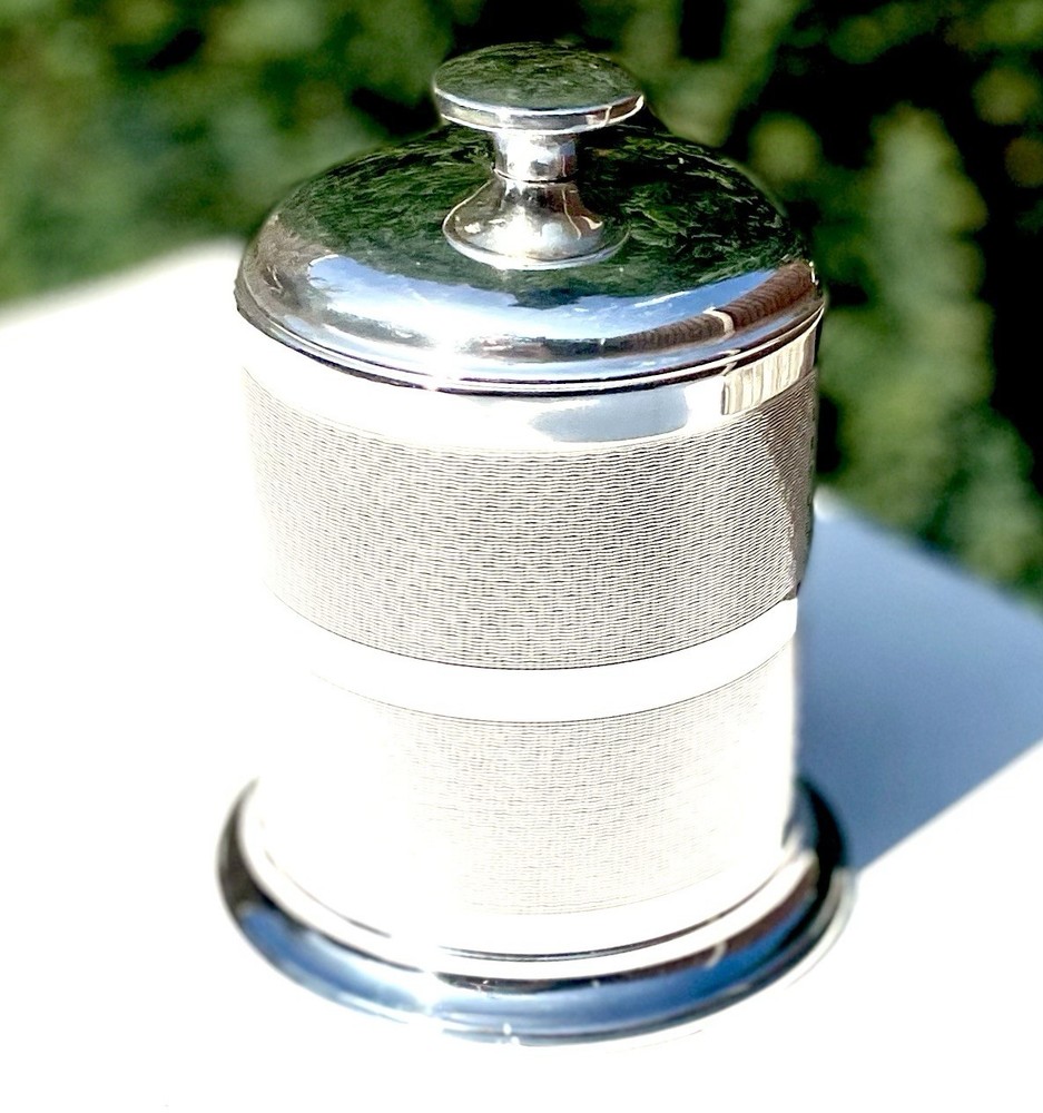 Solid Sterling Silver Hallmarked Engine Turned Bakelite Cigarette Dispenser