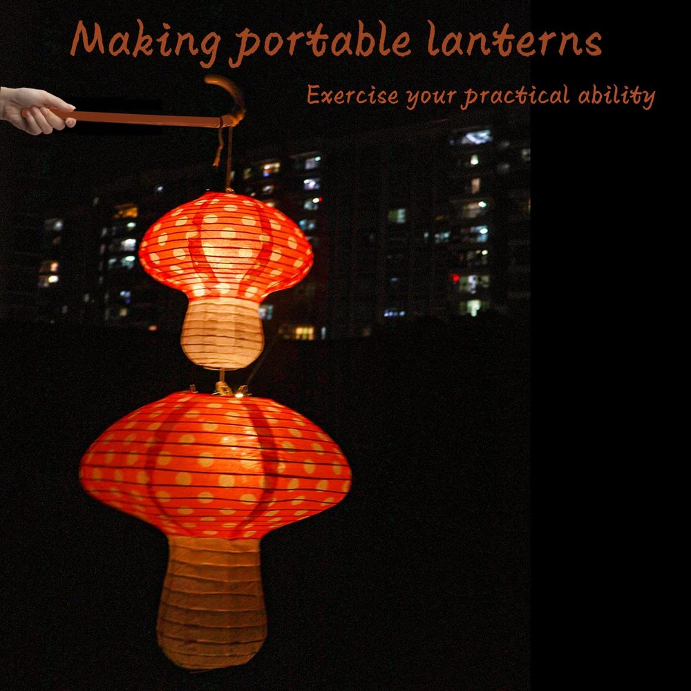4Pcs Mushroom Shaped Paper Lanterns, Windspeed Large For Nursery orange