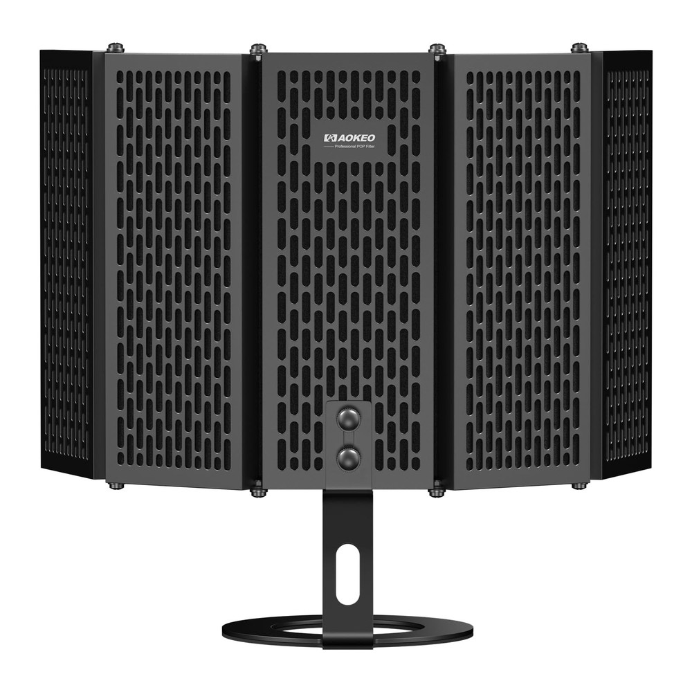 Microphone Isolation Shield, Foldable Mic Shield with Triple Sound Insulation, R