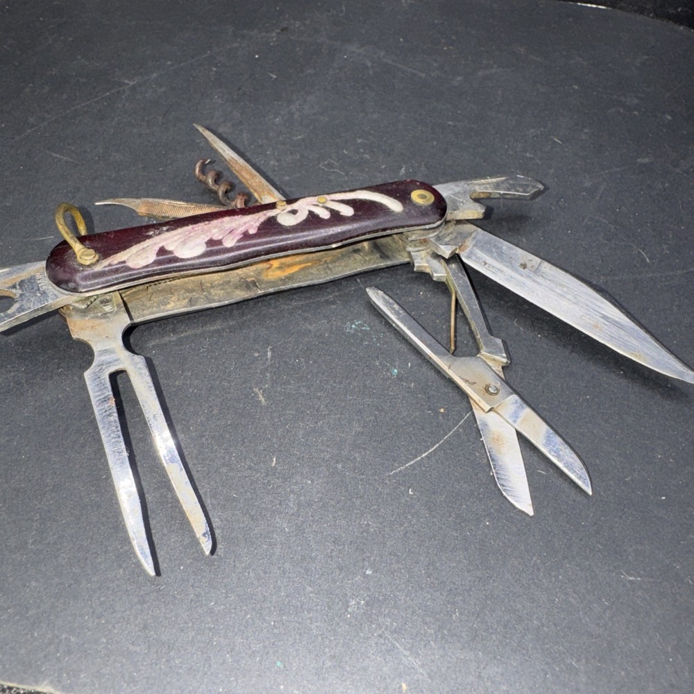 Vintage 8 Function Utility Knife Marks ORS Inlaid