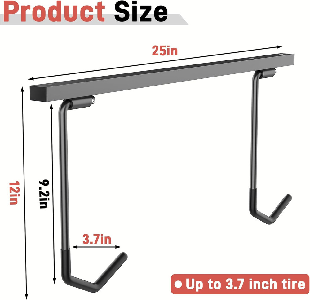 Space-Saving Ceiling Bike Rack for 2 Bikes Horizontally or 4 Vertically