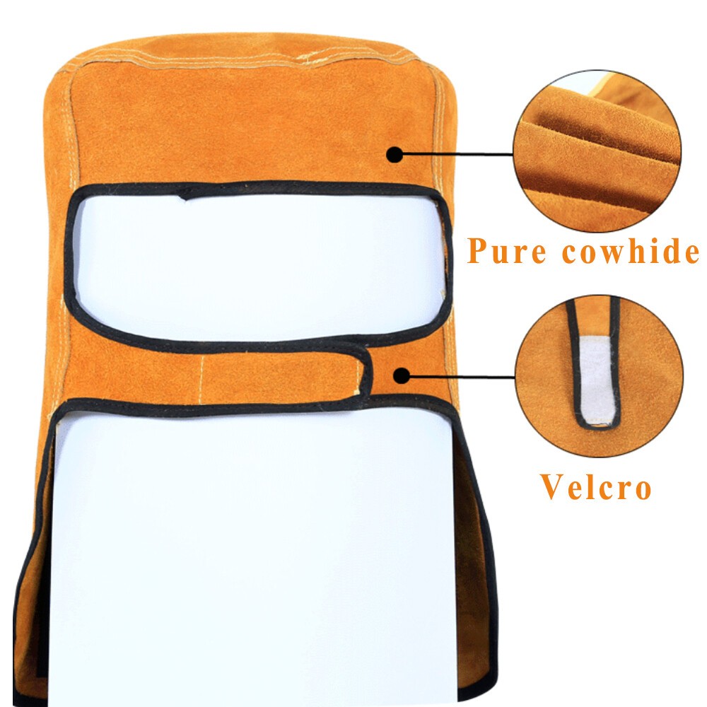 Leather Welding Helmet Mask Solar Auto Darkening Filter Lens Welder Hood New US