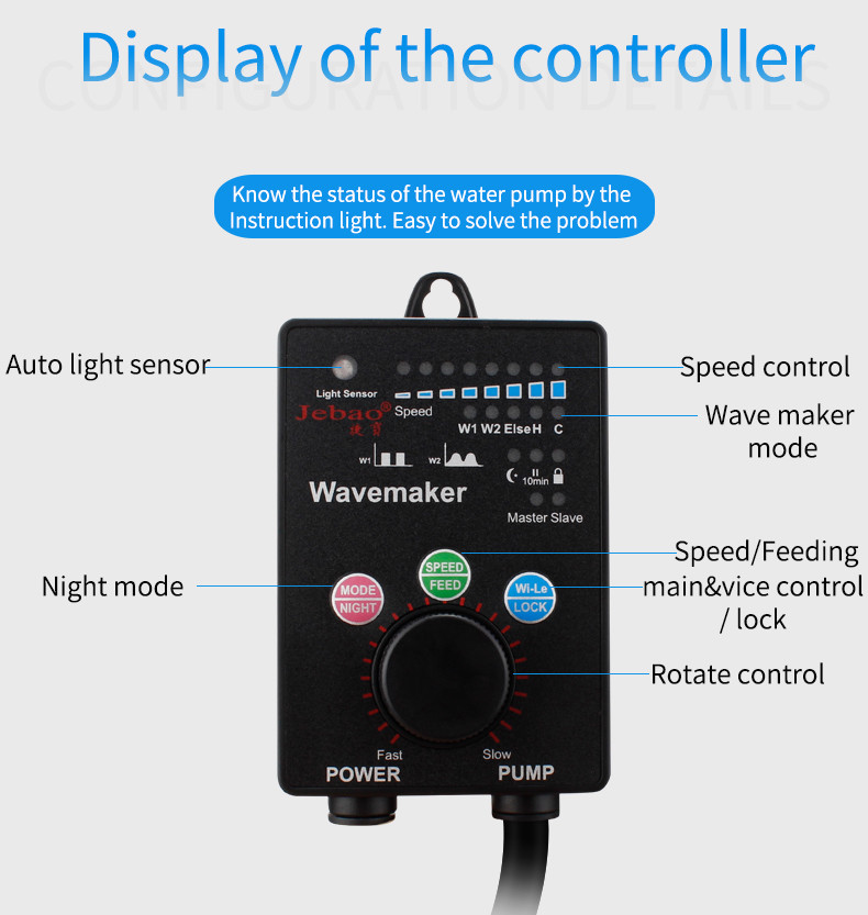 2-pack Jebao OW25 Wave Maker Flow Pump with Controller for Marine Reef Aquarium