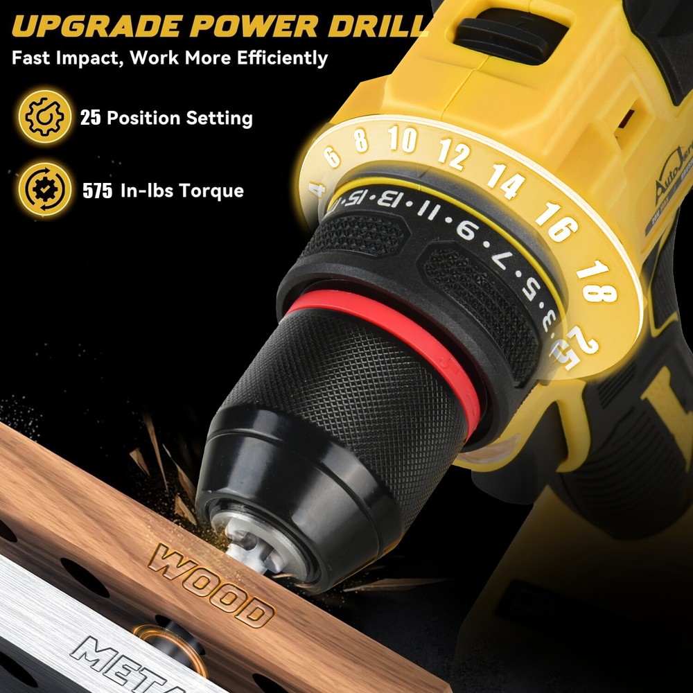 Cordless Drill Brushless Screwdriver Compact Drill For Dewalt 20V Battery