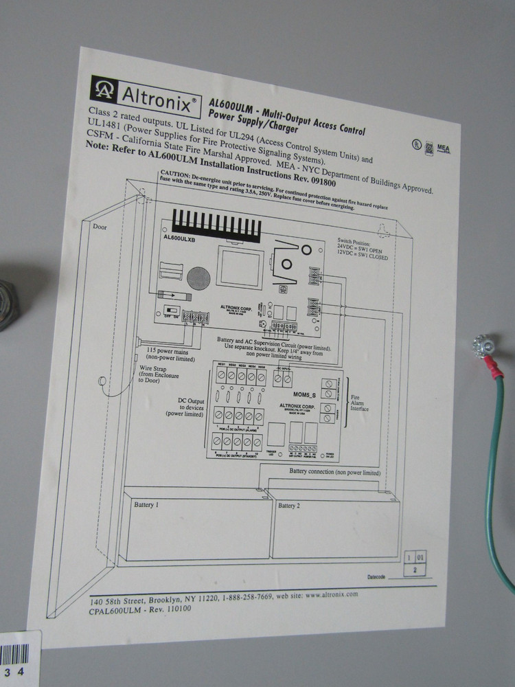 💥ALTRONIX AL600ULM MULTI-OUTPUT ACCESS CONTROL POWER SUPPLY