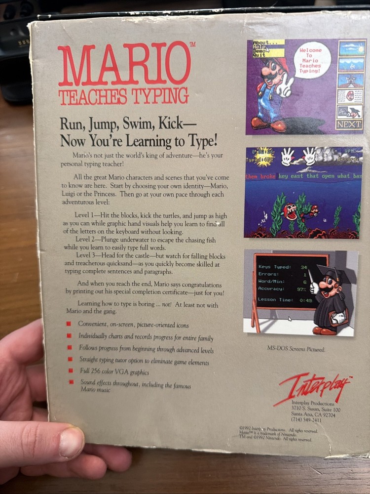 1992 IBM PC “Mario Teaches Typing” - Big Box