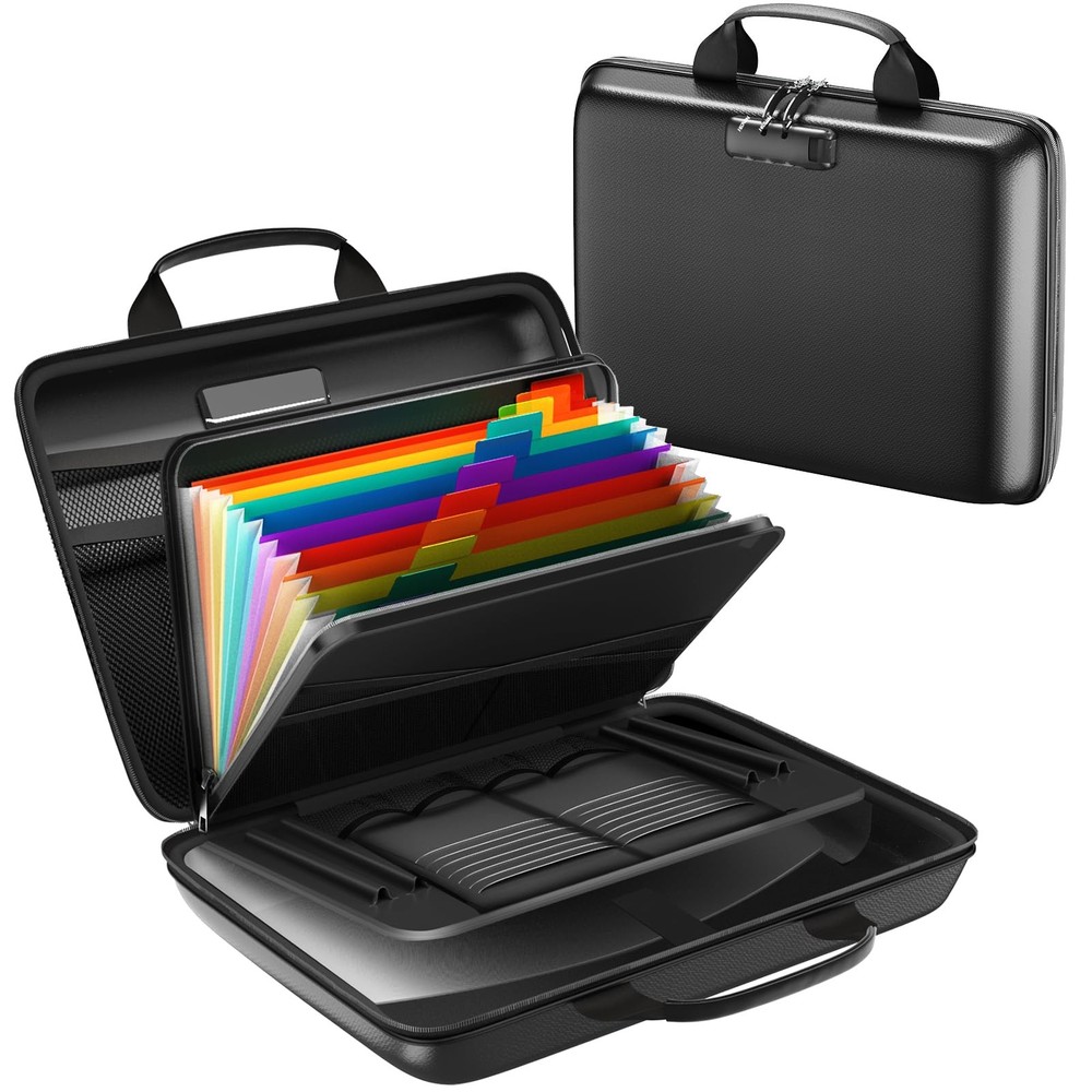 Best Fireproof Document Box Hard Case File Organizer with Lock and 13 Pocket