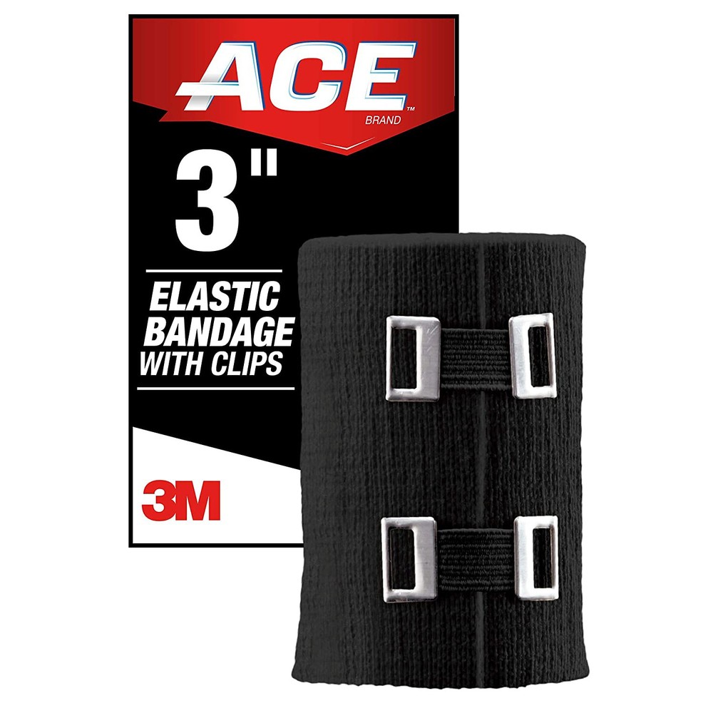 ACE Elastic Bandage with Clips: 3 in. width (Black)