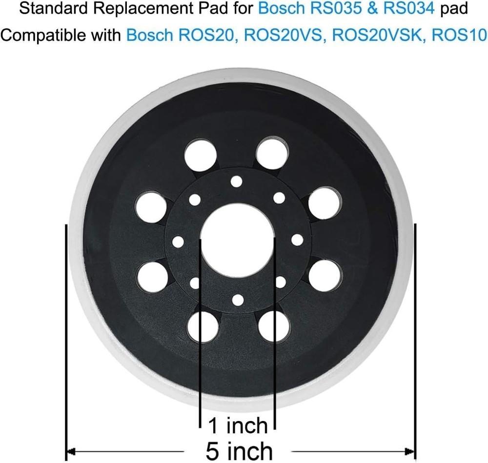 2 Pack 5 Inch 8 Hole Hook & Loop Replacement Sander Pad for 5" Bosch ROS20VS, RO