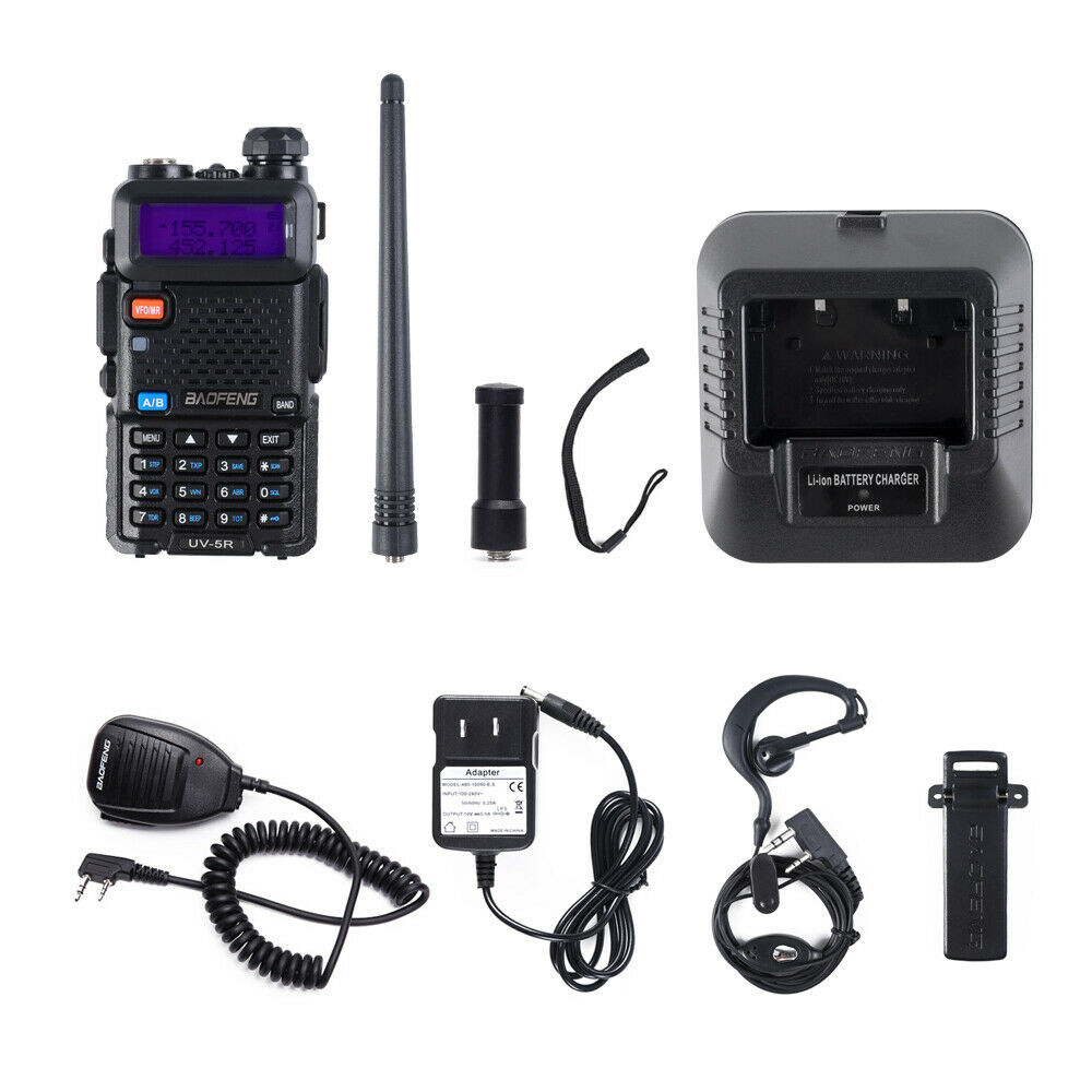 Baofeng UV-5R Walkie Talkies With Hand Mic VHF UHF Two-way Radio Dual Band Range