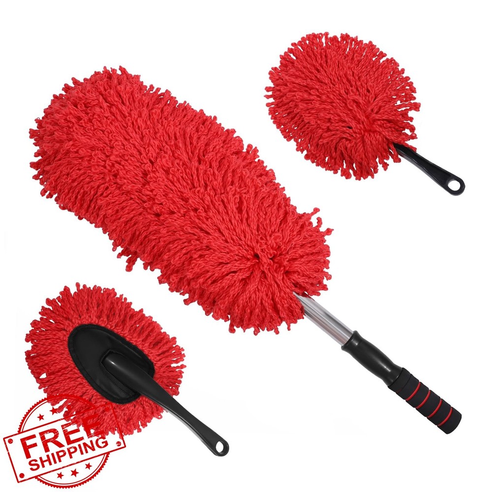 IPELY 3 Pack Large Red Microfiber Car Duster Extendable, Scratch Free