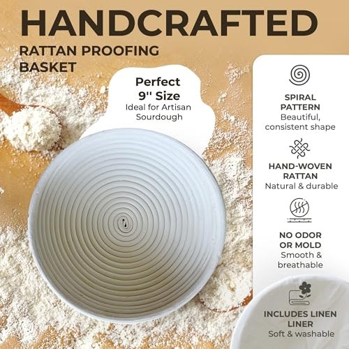 Sourdough Starter Kit for Beginners - Complete Bread Baking Set with Basket, Jar