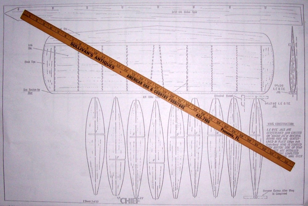 deBolt CHIEF PLAN +ARTICLE & PARTS PATTERNS for 64" Multi RC Model Airplane