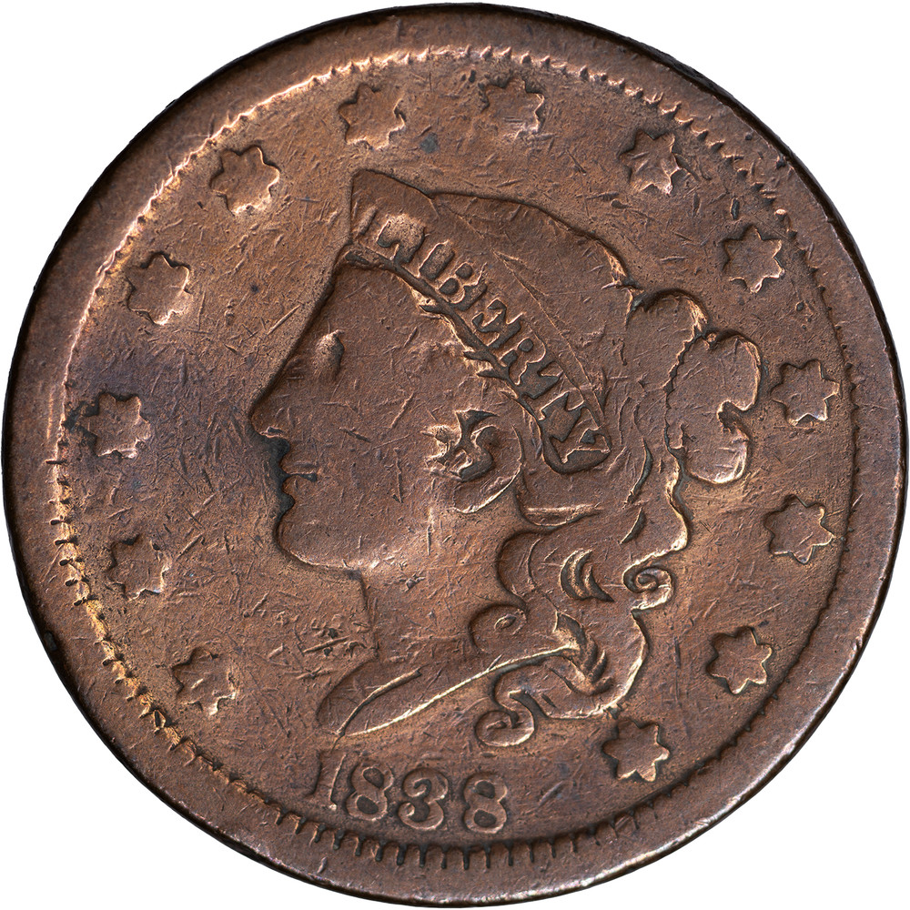 1838 Coronet Head Large Cent ~ VG Details