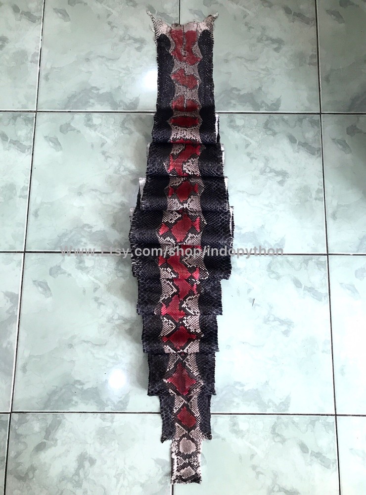 Genuine Python Leather, Exotic Snake Skin, Black SnakeSkin, Multicolor Leather