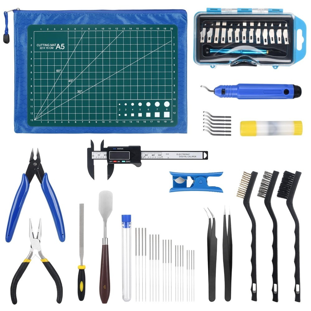 KuanStore 3D Printer Tools Kit, Printing Accessory with 55Pcs Blue
