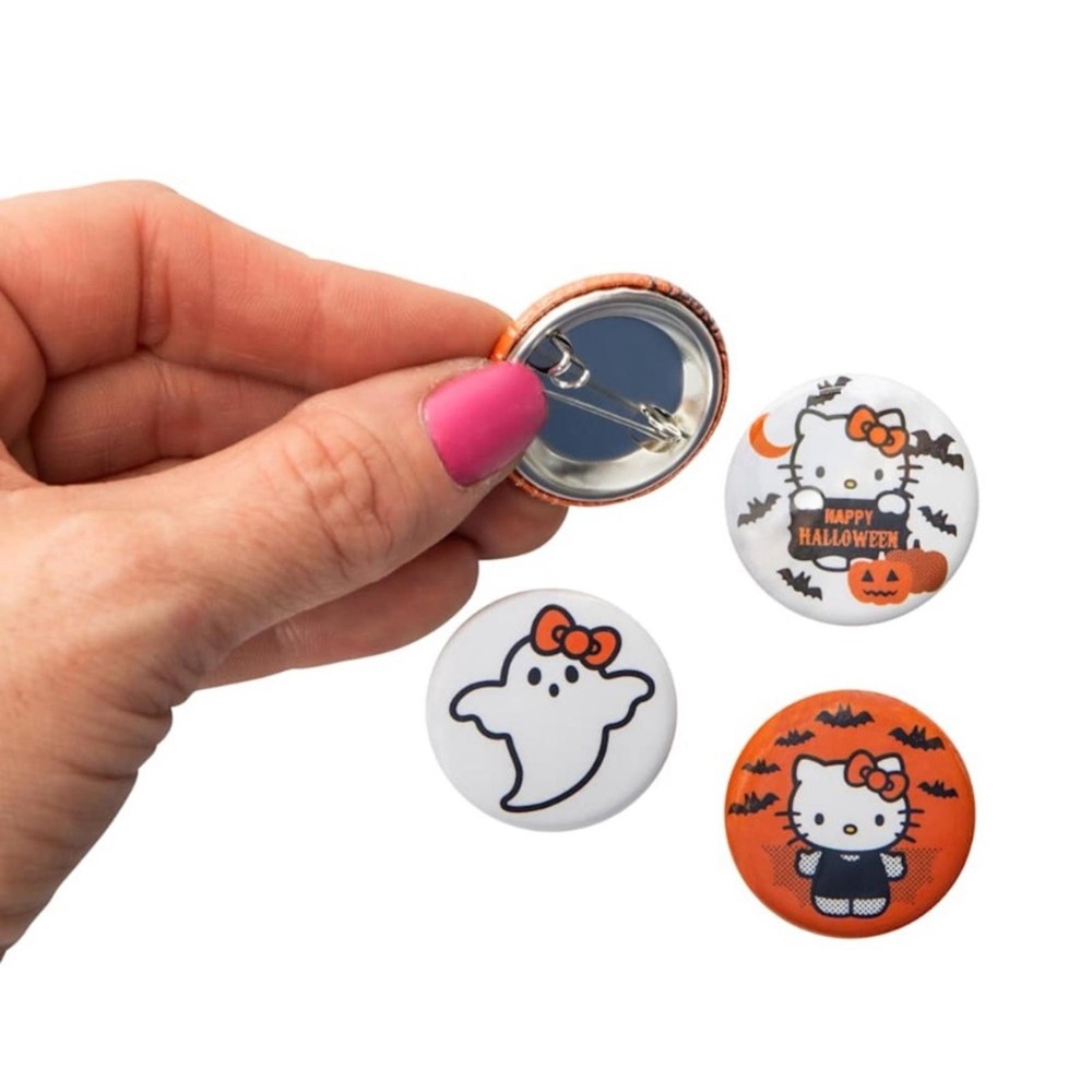 Hello Kitty Halloween Button Pin Set - Orange and White