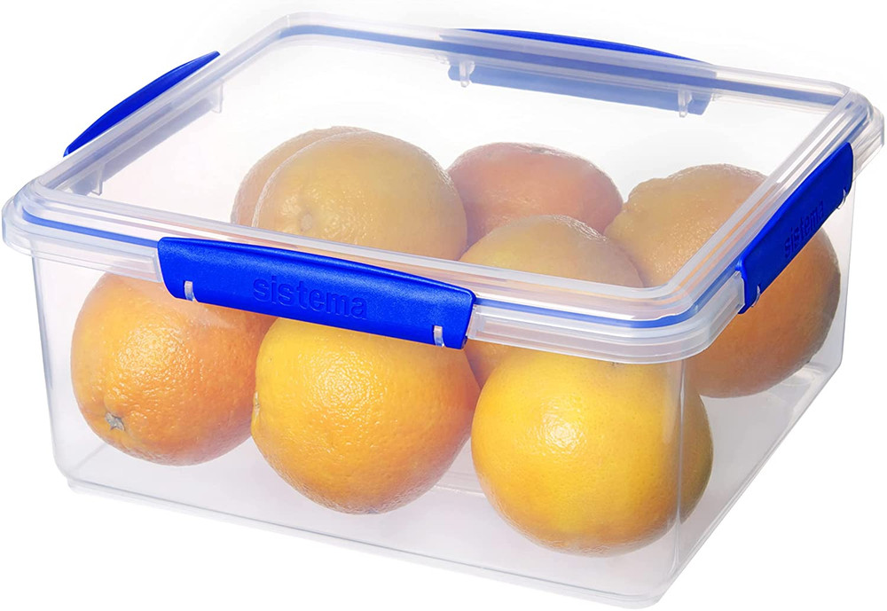 KLIP IT Storage Container, 5 L, Airtight & Stackable, Bpa-Free, Clear with Blue