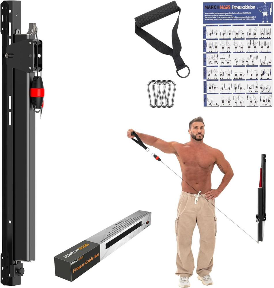 Cable Machine Home Gym, Wall-Mount Exercise & Workout Equipment with Adjustable