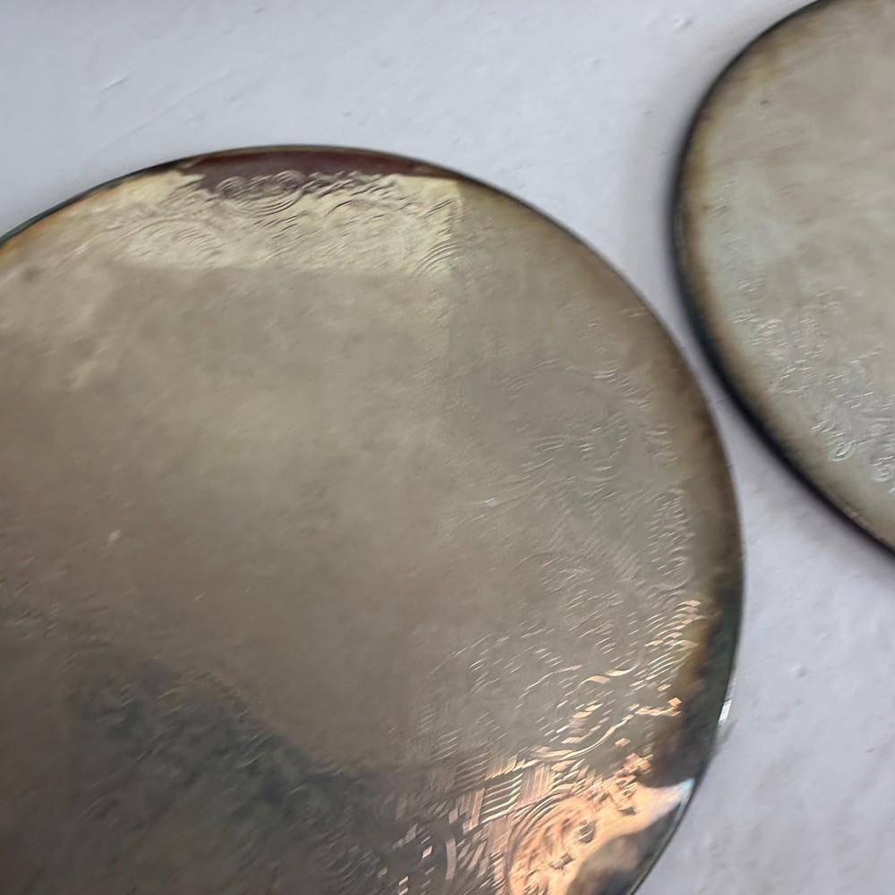 Vintage Regal Silver Plated 8" Round Trivets Set of 2 w/ Original Box Hong Kong
