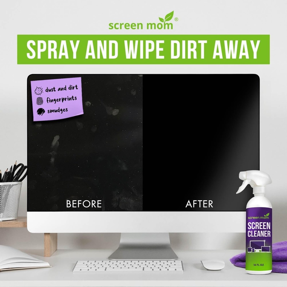 Computer Screen Cleaner Spray 16oz Microfiber Cloth Alcohol Free