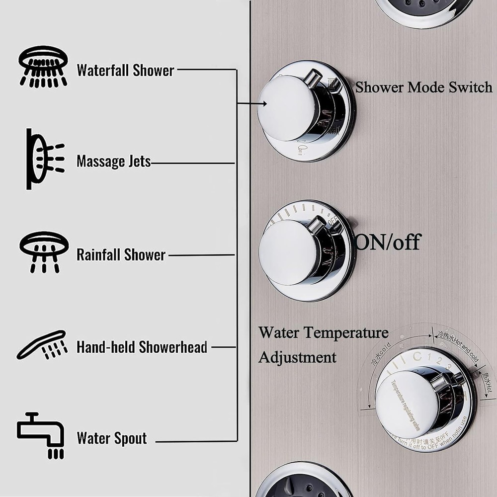 Shower Panel Tower System Rainfall Waterfall Shower Massage Spa Body Jet Sprayer