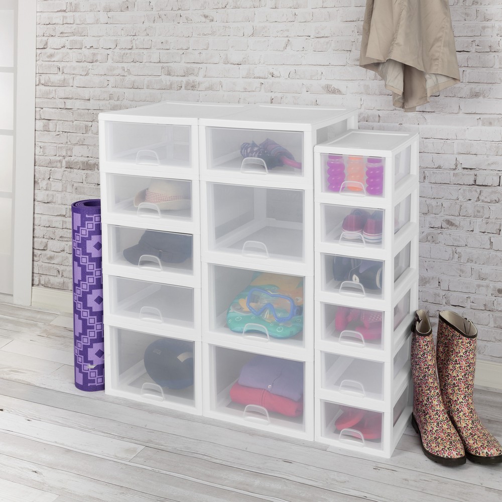 Sterilite 20518006 Stackable Small Drawer White Frame & See-Through (12 Pack)