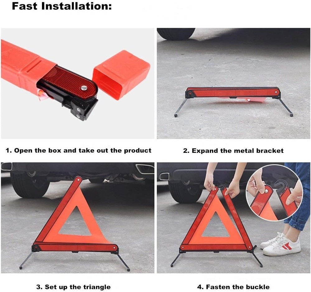 3PCS Car Emergency Warning Triangle DOT Approved Reflective Safety Roadside Kit