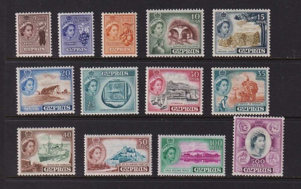 Cyprus - 13 from 1955 set, mint, cat. $ 69.60
