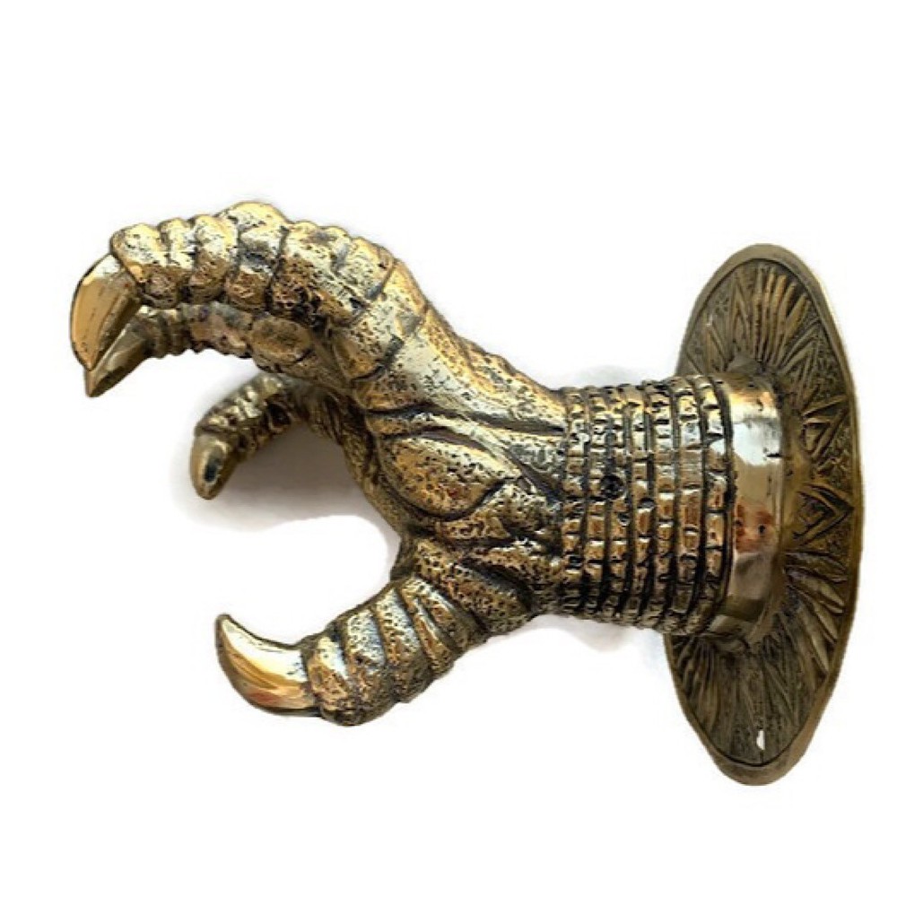 Large Claw wall hook door handle 7 “ solid hollow aged 18 cm heavy brass pull