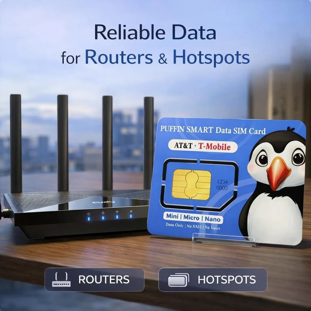 Puffin Smart 4G 5G LTE Data Only SIM Card - Reliable Connectivity for Security a