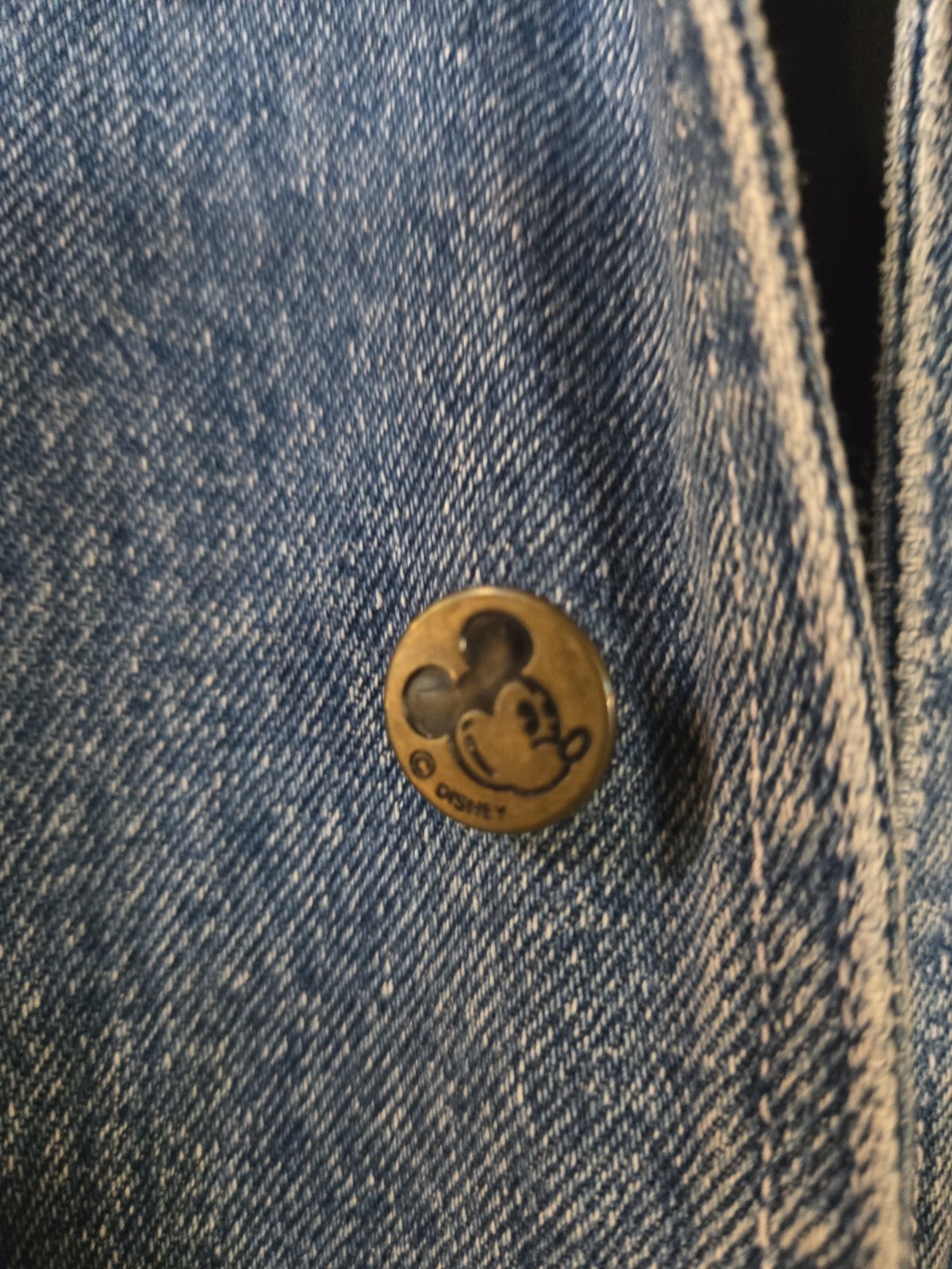 Vintage 80s 90s OFFICIAL Disney Mickey Mouse Denim Jacket Baggy L Cord Collar