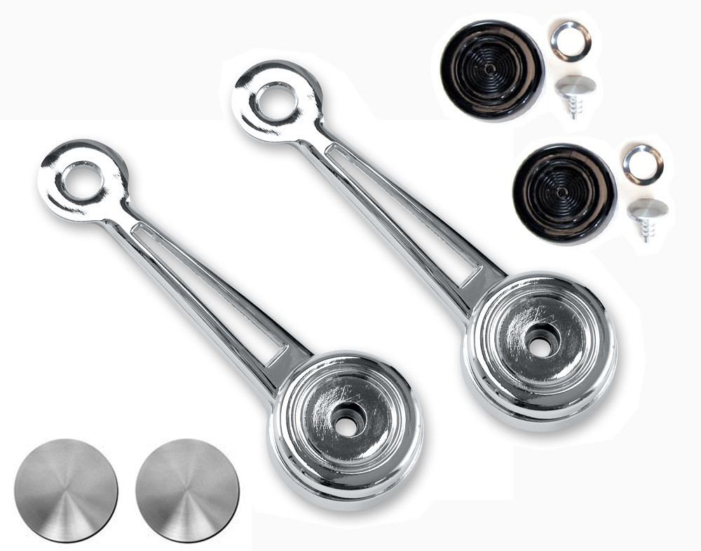 New! 1968 - 1970 Mustang Standard Interior Door Window Handles with black Knobs