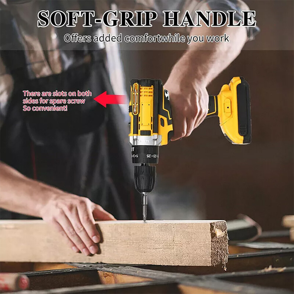 Cordless Brushless Impact Driver Hammer Drill Combo Kit with 2 Battery & Charger