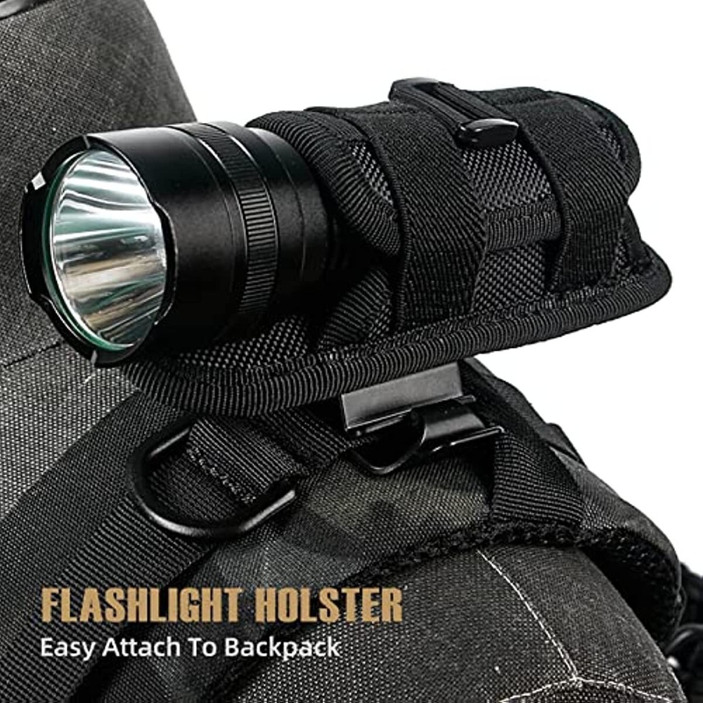 2Pc Tactical Flashlight Pouch Holster Rotatable Flashlight Holder Belt Clip Case