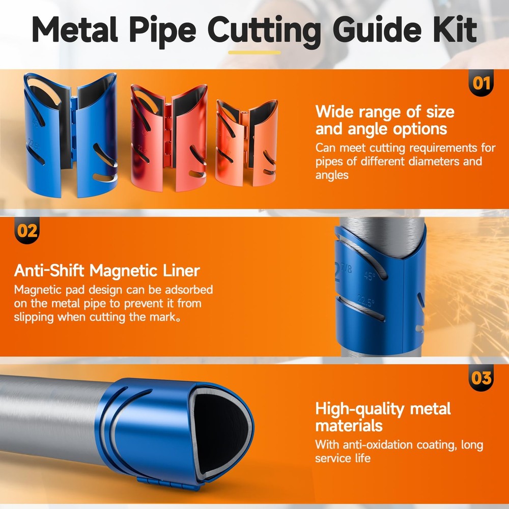Pipes Saddle Template,Metal Pipe Cutting Guide Kit,Pipe Coping/Notching Tool,...