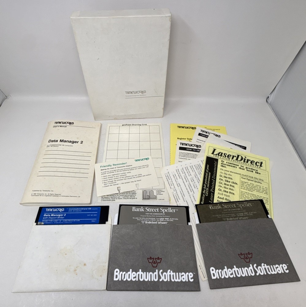 Commodore 64 Software Lot GEOS 2.0 Turtle Graphics II Manuals Untested