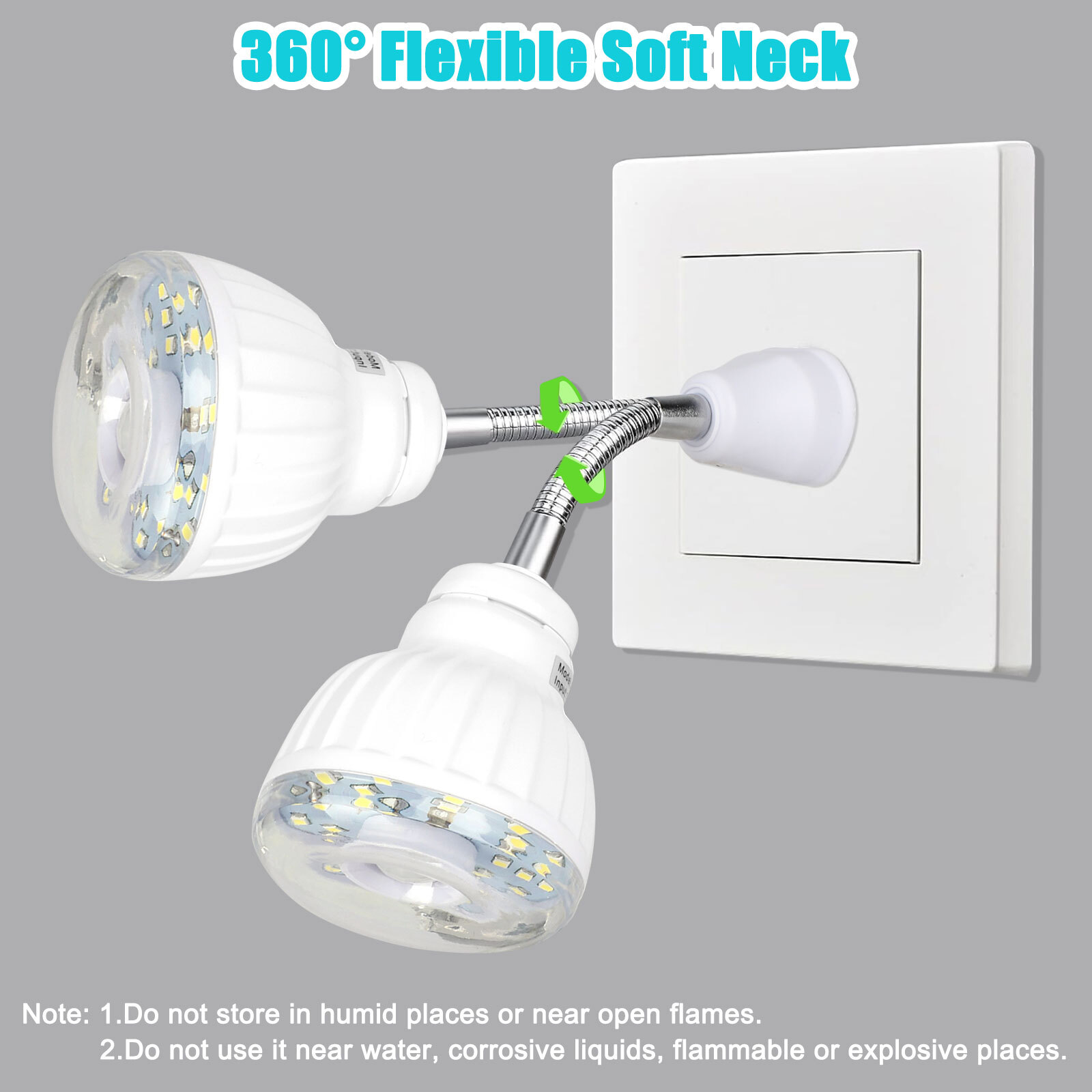 LED Motion-Activated Sensor Night Light AC Outlet Plug-In Indoor Wall Stair Lamp