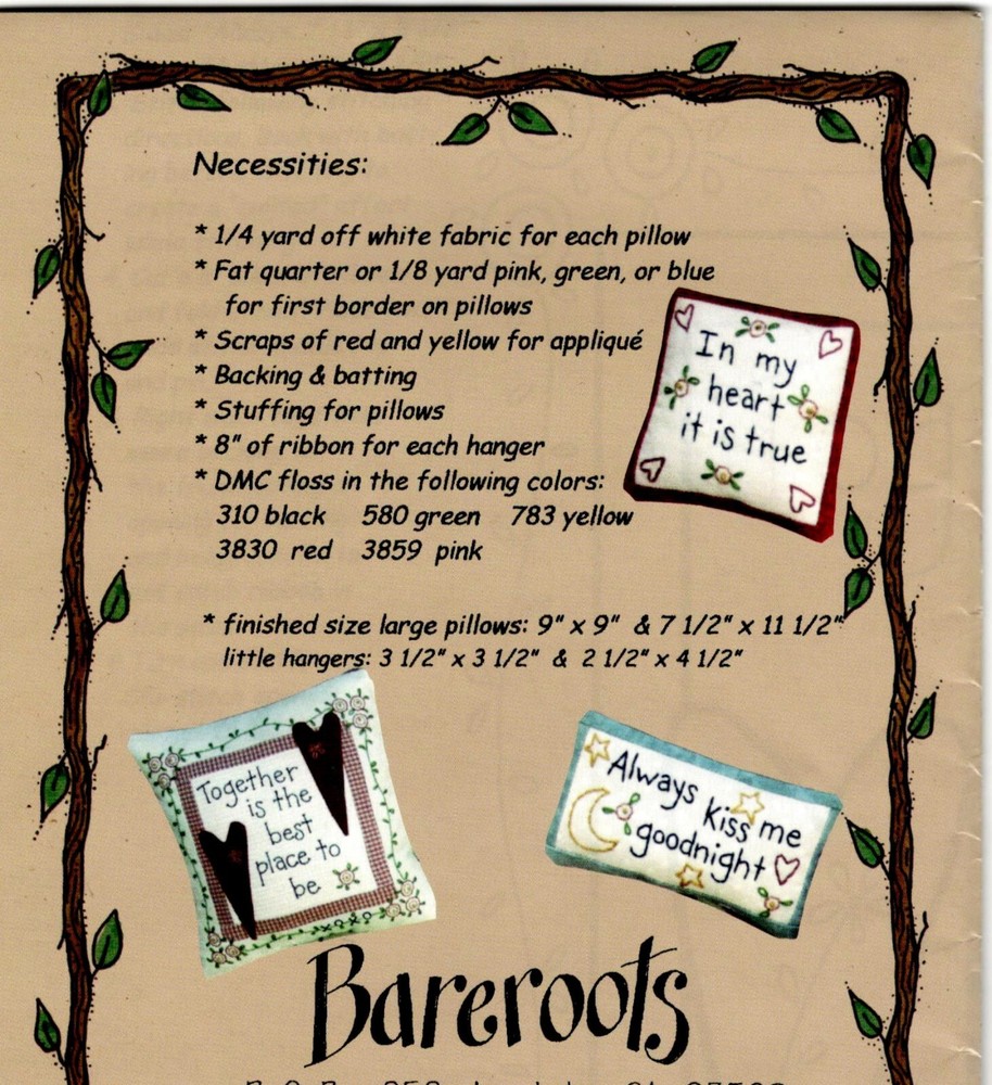 Pillow Talk Stitchery Embroidery Pattern by Bareroots 121