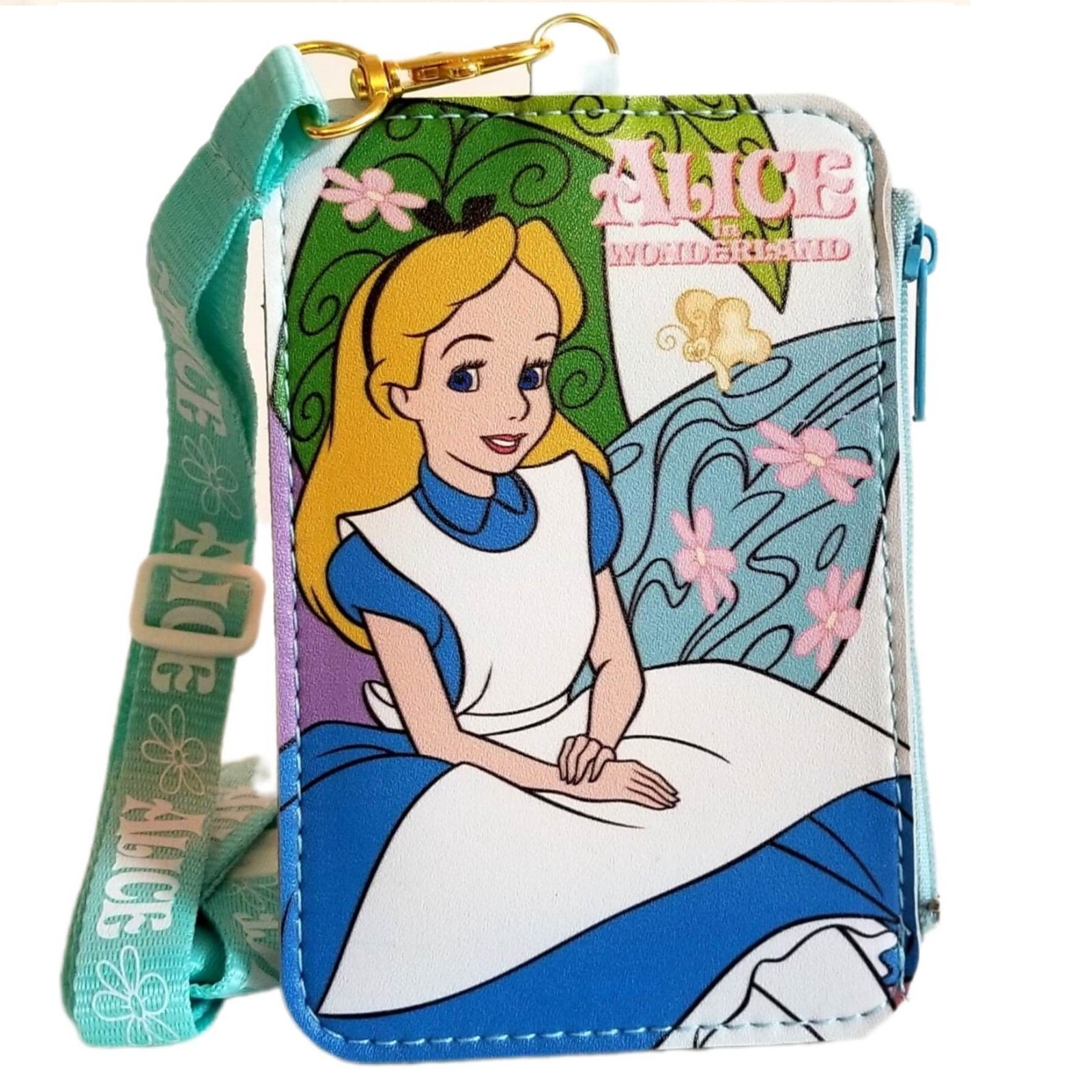 Alice In Wonderland Coin Badge ID Card Holder Pouch Bag Lanyard Pass Case Purse