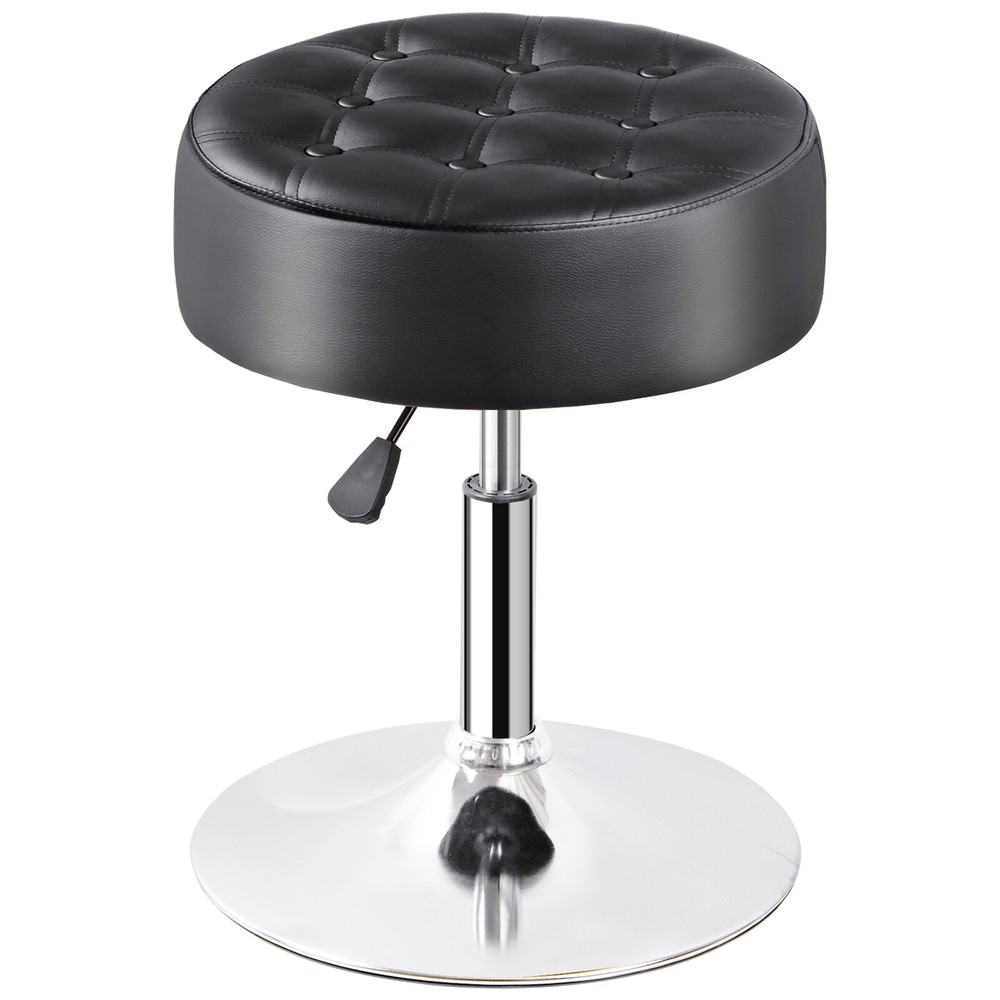 Black Vanity stool for Makeup Room Adjustable Height PU Leather Bar Stool