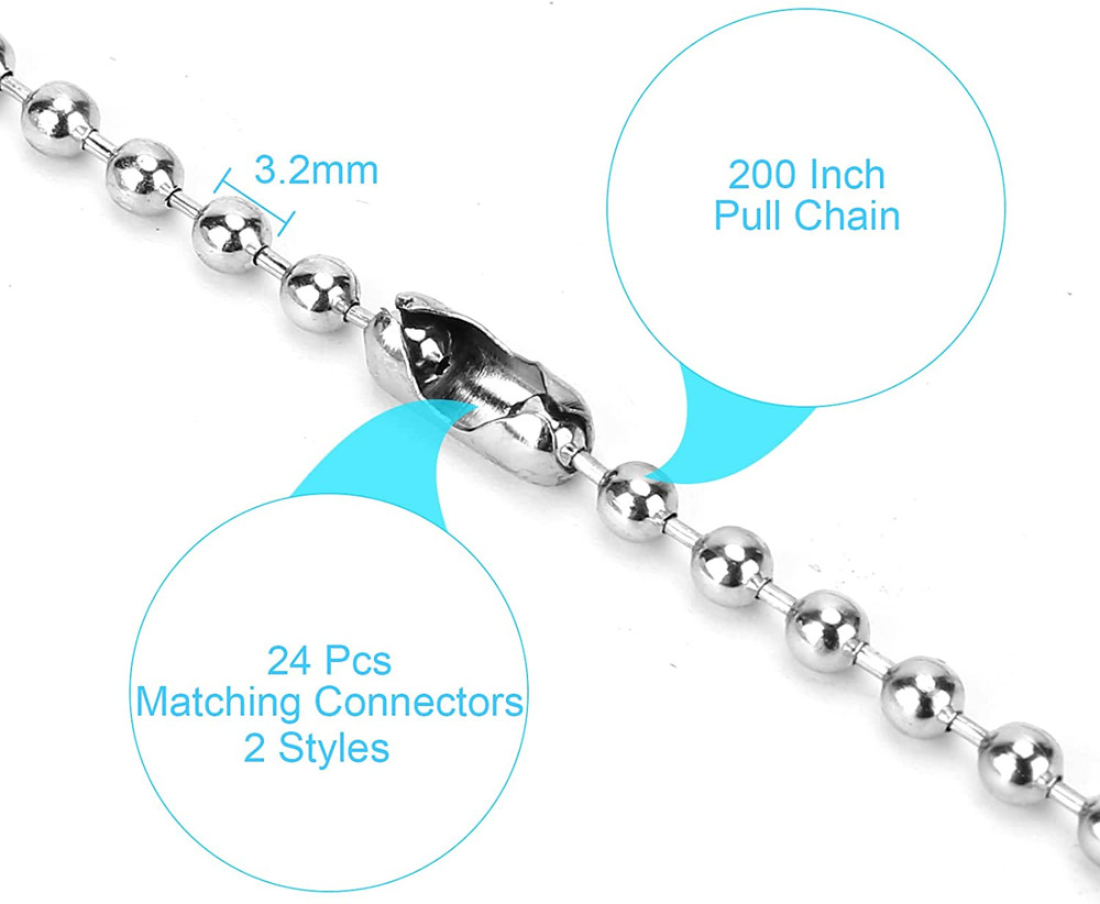 200 Inch Ceiling Fan Pull Chain Upgrade Rust Proof 3.2mm Beaded Pull Chains