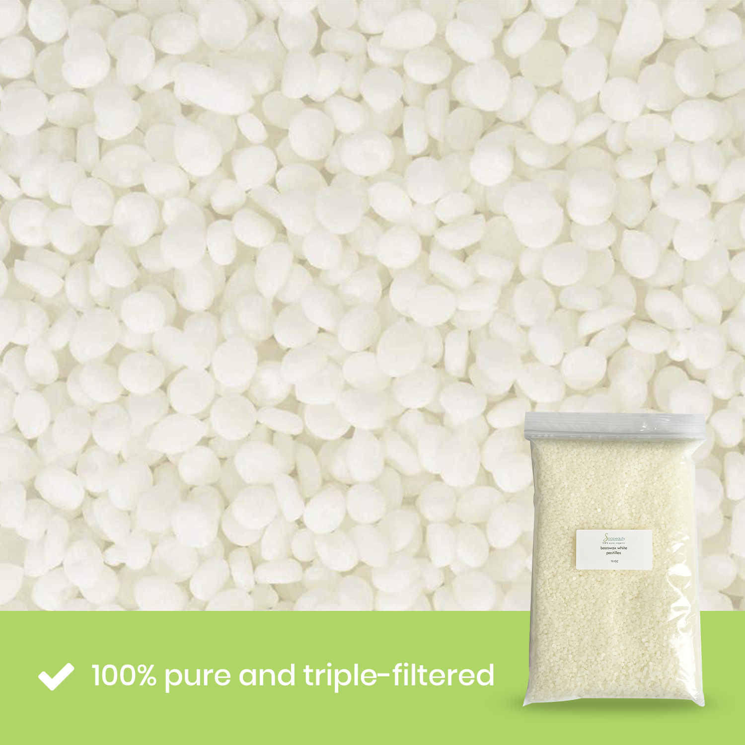 WHITE BEESWAX PASTILLES BEES WAX PURE NATURAL BEARDS PREMIUM 2 OZ