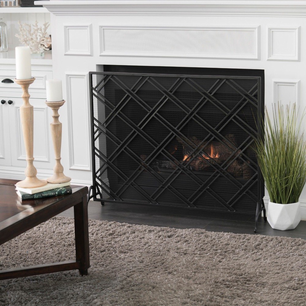 Josette Contemporary Single-Panel Iron Fireplace Screen,