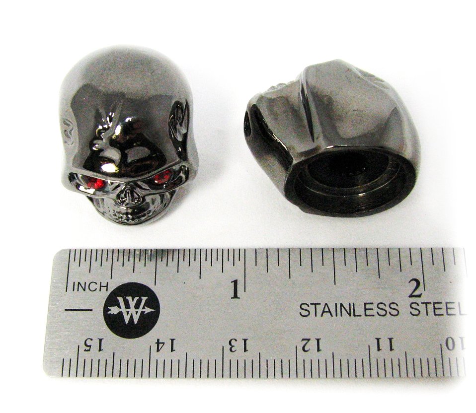 2-pack Dark Chrome Skull Knobs for Guitar/Cigar Box Guitar & more!