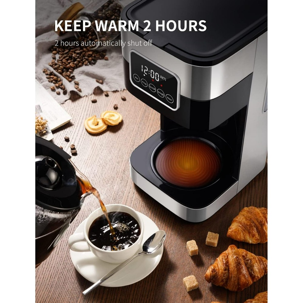 10-Cup Programmable Coffee Maker Auto Shut Off Permanent Filter Brew Drip Silver