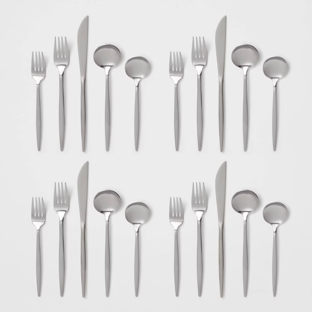 20pc Shapleigh Flatware Set Silver - Threshold